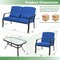 Costway 4 PCS Patio Furniture Set Outdoor Conversation Sofa Tempered Glass Coffee Table Navy/Grey